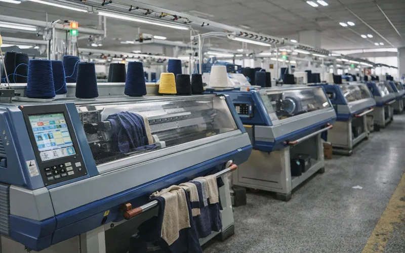 Sampling factory — pattern team operating flat knitting programming