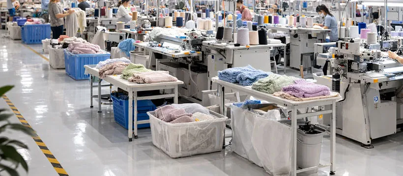 Linknit knitwear factory sweater processing cost breakdown — proportion of each process: knitting, linking, washing, pressing, QC, and packaging