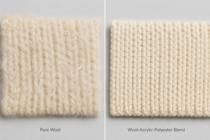 Linknit wool acrylic polyester blend vs pure wool fabric comparison