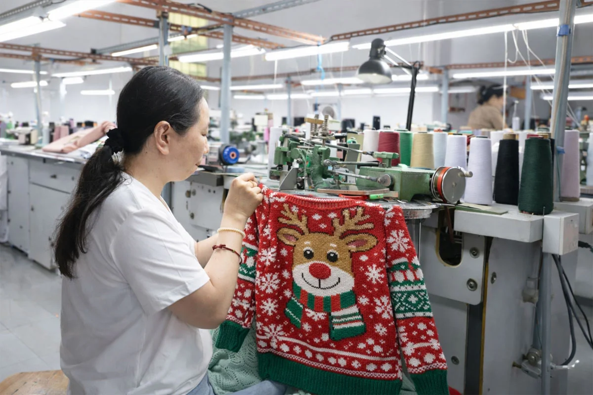 Linknit linking (looping) stage — a key step in production processing