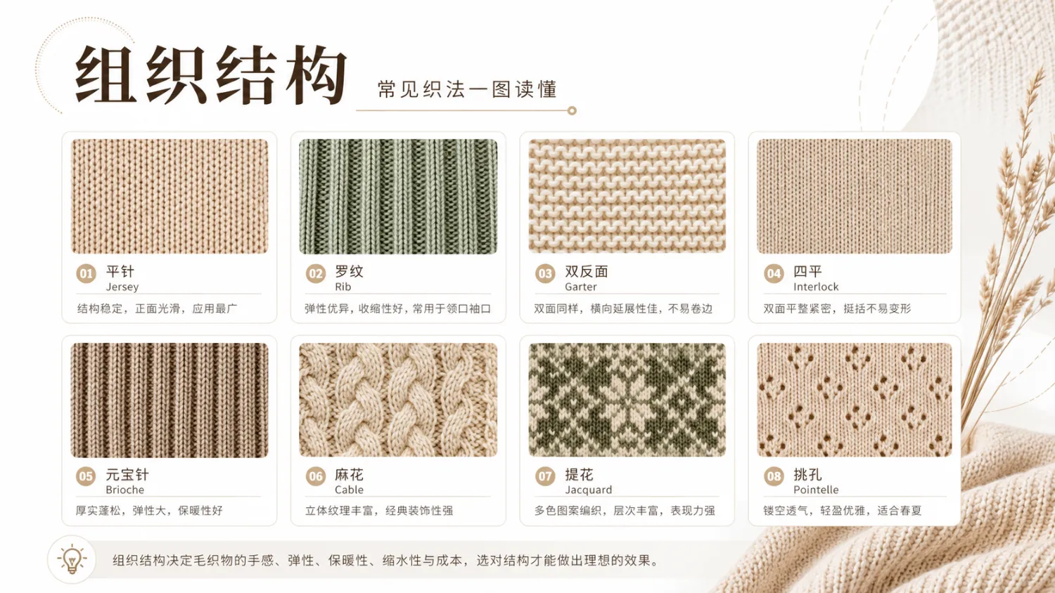 Knit fabric structure diagram — jersey, rib, jacquard, crochet — Linknit