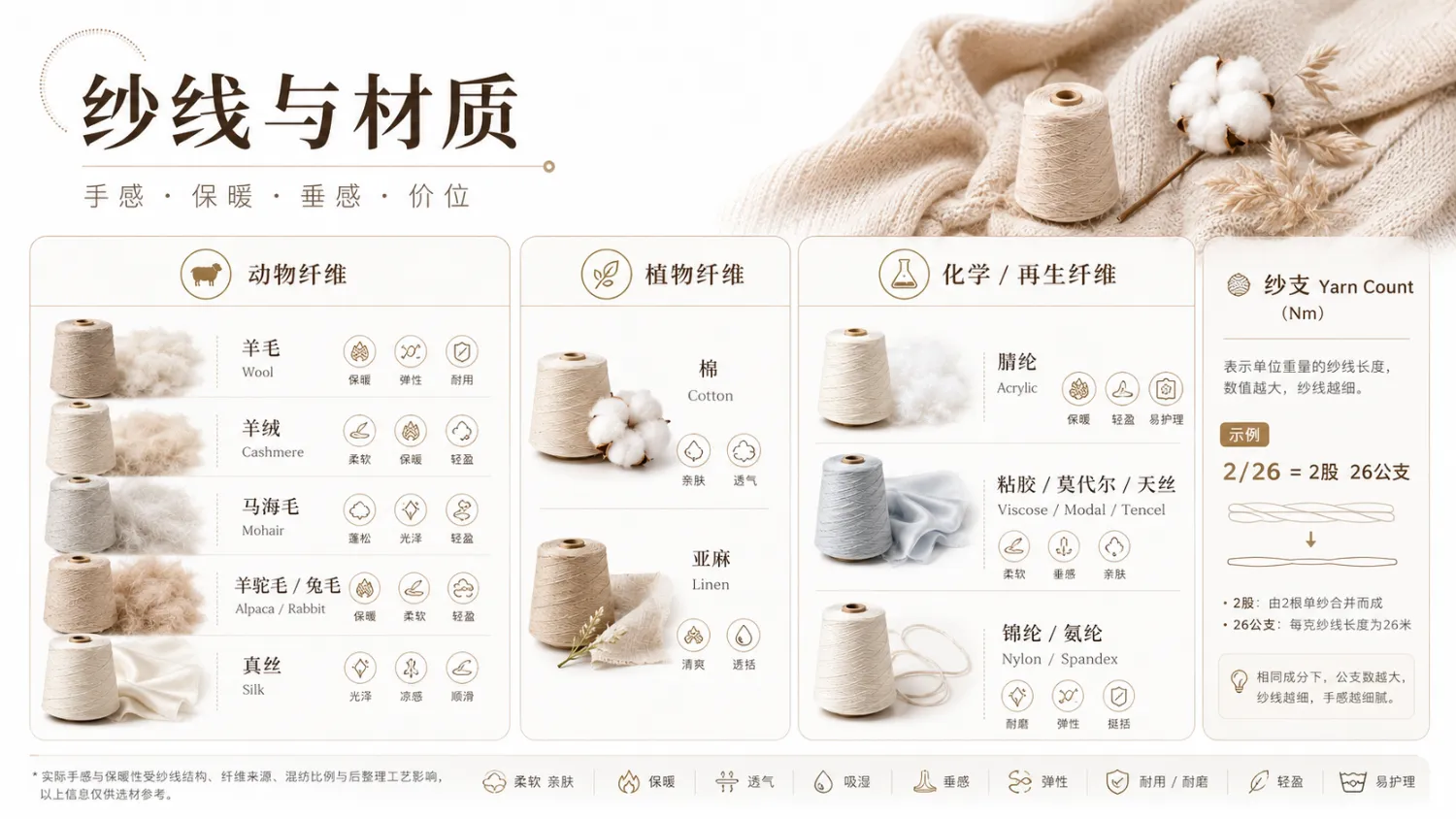 Yarn material and count guide — Linknit