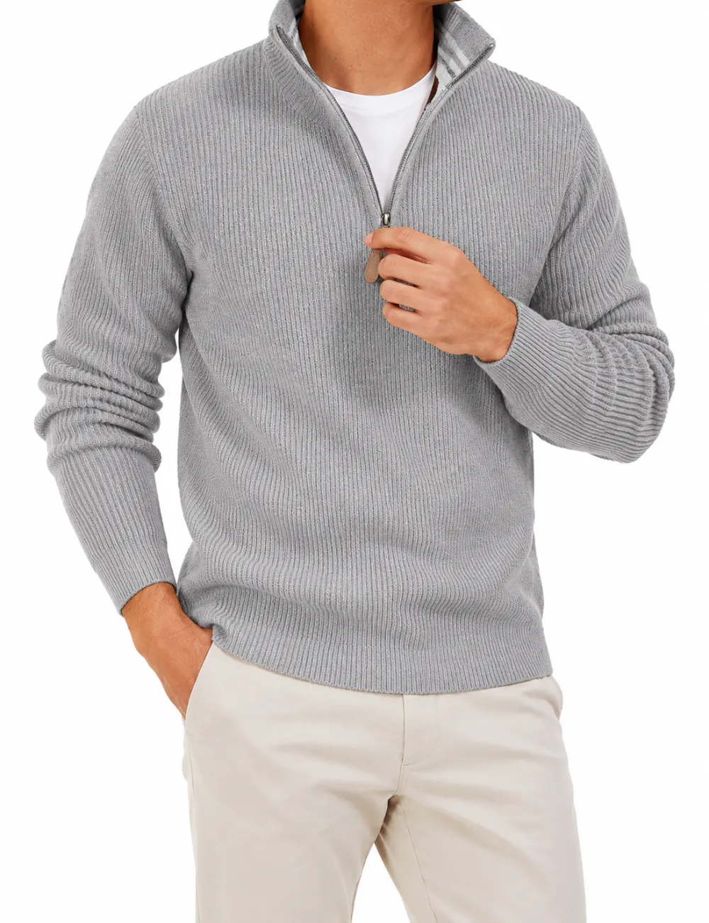 Linknit half-zip turtleneck knit sweater OEM/ODM