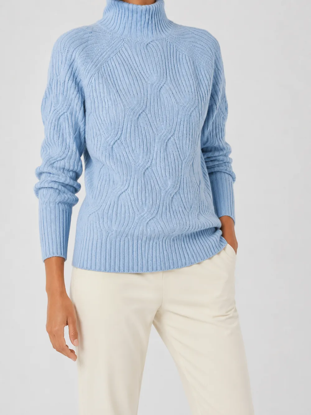 Linknit turtleneck cable knit sweater OEM/ODM